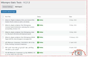 Mbsm.tn, Plugins wordpress 2026, auto Gerate HTML Statistic File for Article on edit or all Articles mbsmpro